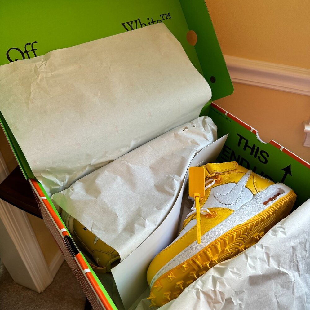 Nike Air Force 1 Mid Sp Leather Off White Maize Men's Size 14 (new in box) - Picture 6 of 11